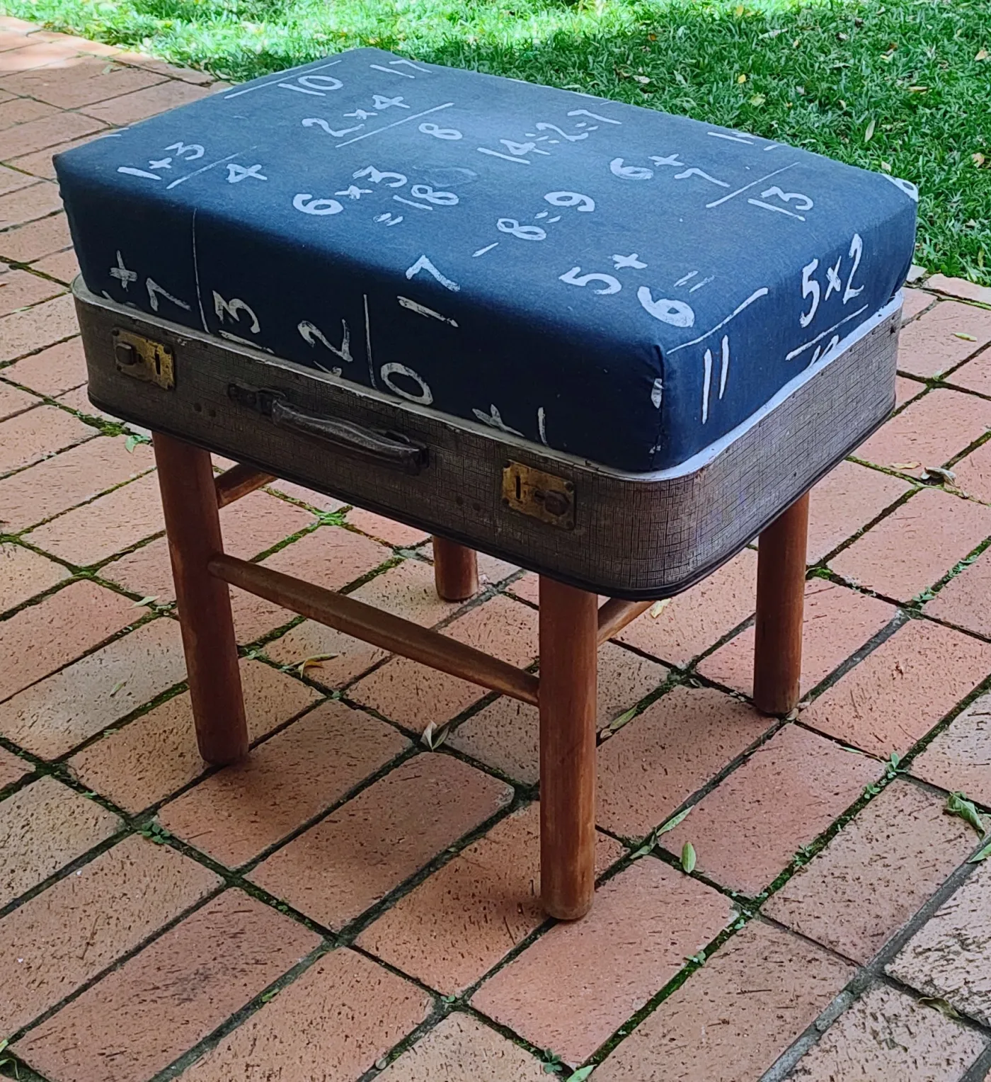 Upcycled Vintage Suitcase Ottoman / Stool